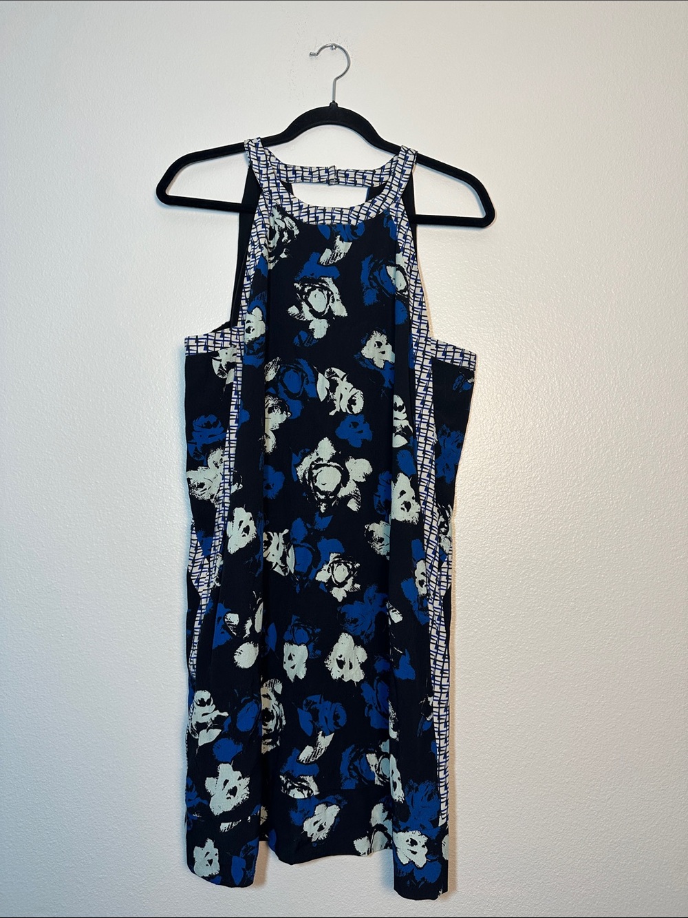 Matty M Navy and White Floral Halter Mini Dress
